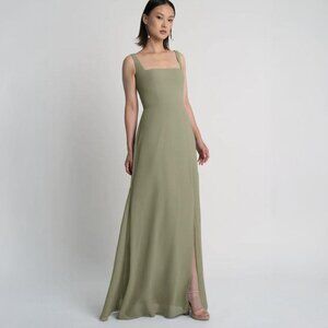Jenny Yoo Green Sleeveless Square Neck Maxi Dress